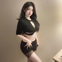 Plus Size 200 lbs Bodycon Mini Skirt - K-Pop Inspired Sexy Secretary Outfit for Women, One-Piece Lingerie thumbnail