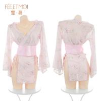Feimu Japanese-Style Seductive Side-Open Thong Set – Revealing Cheeky 3-Piece Lingerie, No-Remove Design thumbnail