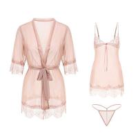 Sensual Sheer Lace Sleepwear Set - Sexy 3-Piece Bedroom Lingerie Outfit for Women, Modest Yet Alluring thumbnail