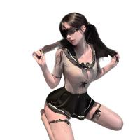 QingShe JK Sailor Outfit Lingerie - Seductive Mesh Bodysuit with Cute Nautical Charm, No-Remove Design thumbnail