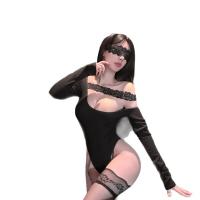 QingShe Alluring Lace Bodysuit - Sensual Off-Shoulder Pure-Delight Erotic Lingerie for Women thumbnail