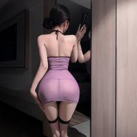 Sexy Vintage Lace Cheongsam Lingerie Set - Sheer See-Through Sleepwear & Retro Erotic Nightgown Outfit thumbnail