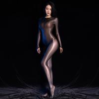 Sexy Shiny Bodysuit with Sheer Ultra-Thin Tights & Built-in Penis Sleeve - Seductive Open-Crotch Full-Body Lingerie thumbnail