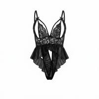 NightSigh NightSeduction Sexy Lace Bodysuit - Seductive Sheer Mesh Open-Crotch Sleepwear Set thumbnail