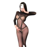 NightSiYeSe Leather Bondage Bodysuit - Sexy SM Cut-Out Latex-Style Fetish Bodysuit for Adults thumbnail