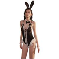 Bunny Girl Lingerie Bodysuit with Ties - Sexy Open-Crotch Costume Outfit for Adults thumbnail