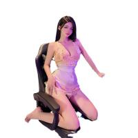 Seductive Backless Lace Sleepwear - Adjustable Halter Neck Shapewear Nightgown for Women thumbnail