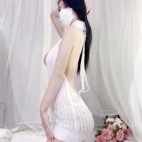 Seductive Open-Front Backless Knit Set - Provocative Lingerie Dress & Matching Sleepwear Outfit thumbnail