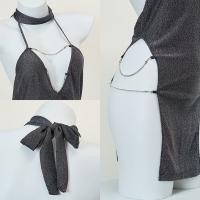 Manny Night Sexy Lace Bodysuit for Women - Deep V-Neck Mesh Chain Detail Bodycon Jumpsuit for Club & Party Nights thumbnail