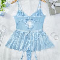 Lace Sheer Bodysuit for Women - Sexy European Style Erotic Lingerie, Full-Body Transparent Intimate Wear thumbnail