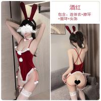 Sensual Velvet Lace Bunny Costume - Seductive Open-Crotch Bodysuit Bedroom Roleplay Outfit thumbnail