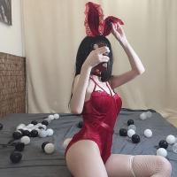Sexy Bunny Girl Costume - Velvet Rabbit Ears Maid Outfit, Removable & Slimming Lingerie Set for Role Play thumbnail