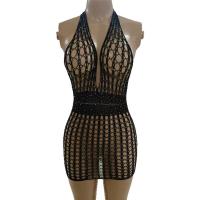 Sexy Europe and America-Style Lace Mesh Bodysuit with Rhinestone Stars - Sheer Fishnet Beach Skirt & Tight Mini Dress fo thumbnail