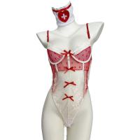 French Romantic Lace Nurse Bodysuit Set – Pure & Seductive Costume Outfit for Adults thumbnail