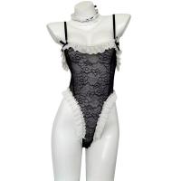 Lace Temptation Bodysuit - Sexy Open-Crotch Strap Top, Pure & Bold Sleepwear Set for Women thumbnail