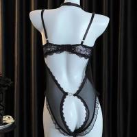 Plus Size Lace Bodysuit for Small Bust - Wire-Free Push-Up Open-Crotch Sleepwear Robe, Sexy Bedroom Lingerie thumbnail