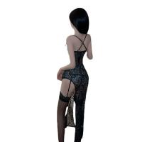 Suoqing Seductive Lace Corset Dress - Split Cheongsam Style Erotic Lingerie Set with Peacock Motif thumbnail