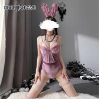 Manyan Sexy Lingerie Set - Pure & Tempting Velvet Bunny Costume with Open-Crotch Bodysuit for Role Play thumbnail