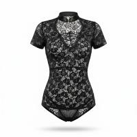 Feiniao Moonlit Bird Chinese Silk Lingerie - Vintage Qipao Sleep Dress with Embroidered Buttons & Lace Trim thumbnail