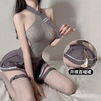Mannyan Sexy Lingerie Set for Women – Sweet & Edgy JK Uniform Skirt + Mesh Bodysuit Outfit