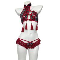 Pure & Seductive Sheer Cheongsam Lingerie Set - Embroidered Open-Crotch Sleep Dress with Matching Robe thumbnail