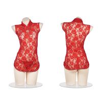 Seductive Lace Cheongsam Lingerie Set – Vintage High-Neck, Slit Fit, Sheer Cut-Out Erotic Outfit thumbnail