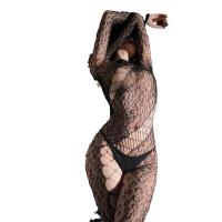 Domoila Irregular Mesh Sheer Leopard Bodysuit - Backless Lace-Up Sensual Lingerie Outfit thumbnail