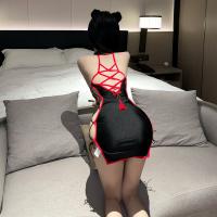 Vintage-Style Erotic Lingerie Set – Sexy Cut-Out Cheongsam Costume with Tassels & Tie Straps for Outdoor Play thumbnail