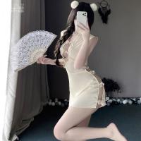 Seductive Qipao-Style Lingerie Sleepwear for Women – High-Slit, No-Remove Erotic Nightwear, Pure & Tempting Design thumbnail