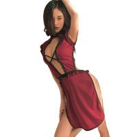 Sexy Lace Cheongsam Lingerie Set - High Slit, Backless, Sheer Mesh Bedroom Outfit for Women thumbnail