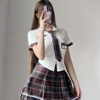 Plus Size 200 lbs Sexy JK Uniform Set - Seductive Schoolgirl Role Play Outfit, Busty College Style Lingerie thumbnail