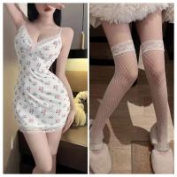 Sensual Lace Sleep Dress - Floral Pure & Sexy Mesh Cami Slip with Ruched Hip Fit for Fall thumbnail