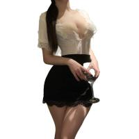 Yaqin Nu Lingerie Set - Elegant Lace Secretary Outfit with Sheer Mesh & Bodycon Skirt for Date Night thumbnail
