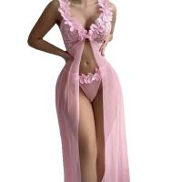 Sexy Velvet Deep V Lace Sleep Dress Set for Women – Sensual Backless Nightgown with Elegant Lace Trim thumbnail