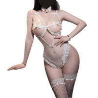 Night Charm Lace Bodysuit with Bells - Sexy Sheer Sleepwear Set for Women, No-Remove Intimate Outfit thumbnail