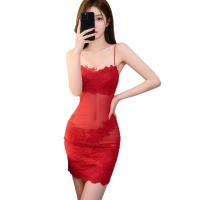 Plus Size French Lace Chemise - Sexy Sheer Sleep Dress with Adjustable Straps & Bodycon Fit thumbnail