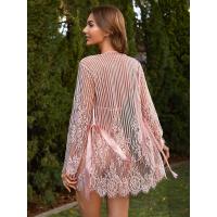 Sexy Lace Lounge Robe & Matching Set - Plus Size Sheer Mesh Sleepwear for Women, Elegant At-Home Comfort thumbnail