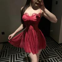 Elegant Sheer Lace Sleep Dress for Small Bust - Premium Mesh Camisole Nightgown, Sexy Lounge Wear for Women