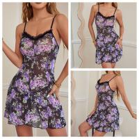Women's Sexy Lace Sheer Floral Slip Dress Set - Elegant Cross-Border Lingerie Outfit