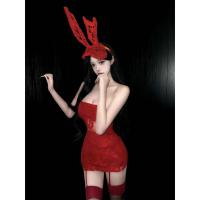 Sensual Lace Bodysuit & Sheer Mesh Mini Dress – Provocative Busty Sleepwear & Naughty Uniform Style Outfit thumbnail