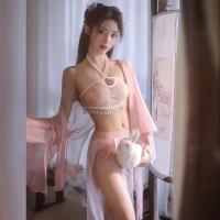 Sexy Small-Bust Chinese Style Lingerie Set - Hanfu-Inspired Sleepwear with Open-Crotch Design for Intimate Moments thumbnail