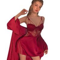 Lace Sheer Seductive Sleepwear Set - Backless Bra-Top Dress with Built-in Pads & Underwire thumbnail