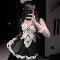 Sweet Maid Costume Set for Small Bust Women - No-Remove Roleplay Lingerie Outfit with Adjustable Straps & Flirty Design