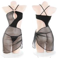 Yunyun County Lace Cut-Out Irregular Sheer Chemise - Seductive Lingerie Set, Uniform Style Erotic Nightwear thumbnail