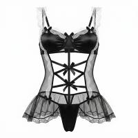 NightSigh Lace Seductive Sleepwear Set - Sheer Mesh Maid Costume for Small Bust, Tear-Away Erotic Lingerie Outfit thumbnail