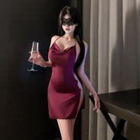 Pure Temptation Lace Sleep Dress - Sexy Backless Nightgown with Halter Neck for Women, Seductive Lingerie Set
