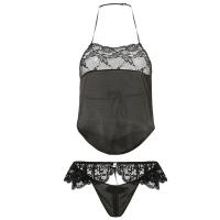 Mannyqing Plus Size Lingerie Set - Sexy Lace Sheer Mesh Cami & Brief Set for Women thumbnail