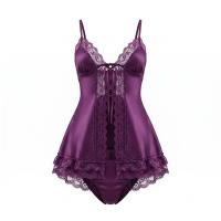 Feiniao Moon Gaze Lace Lingerie Set - Sheer Mesh Cami & Robe Sleepwear Outfit for Women thumbnail