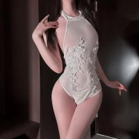 Sexy Sheer Lace Bodysuit - Hook-and-Eye Backless Thong Bodysuit for Women, Seductive See-Through Mesh Outfit thumbnail