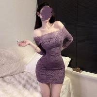 TikTok Trendy Lace One-Shoulder Dress - Sexy Bodycon Mini Skirt for Women, Pure Allure Style thumbnail